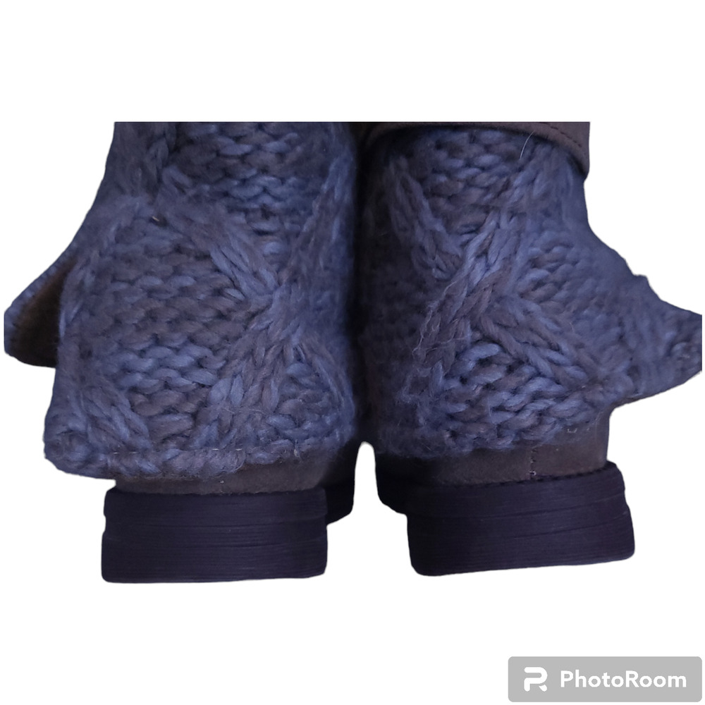 Muk Luks Nikki Convertible Knit Winter Boots Sz 7 Belt Wrap Lace Sweater Style - Picture 8 of 10